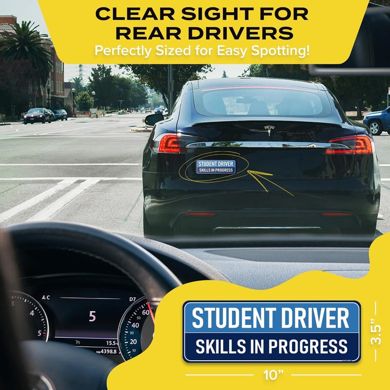 HEY-OKEY 3-Pack Student Driver Magnet for Car – Metal Only (Not for Plastic/Aluminum) – Funny Please Be Patient Reflective Magnetic Bumper Sticker – Removable Rookie Safety Signs – 10 x 3.5 in - Image 4
